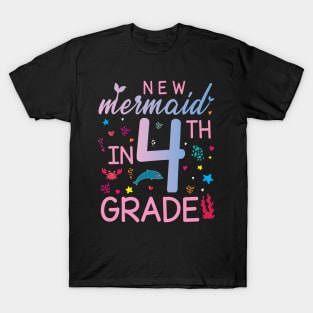 New Mermaid In 4th Grade Happy Student Senior Back To School T-Shirt